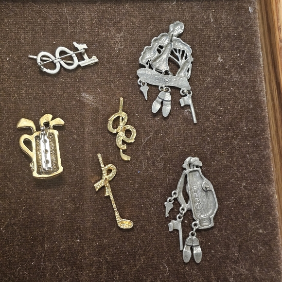 Vtg Brooch Pin Jewelry Lot Sterling Pewter Golf Theme - Picture 7 of 12